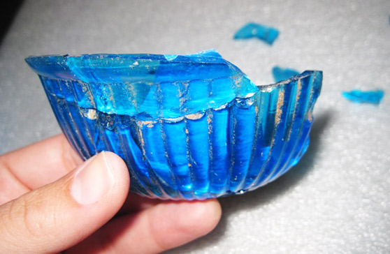 fragments of a hand grenade fire extinguisher