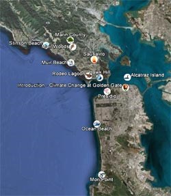 Climate tour map showing Bay Area