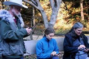 Muir Woods soundscape monitoring volunteers recording ambient noises