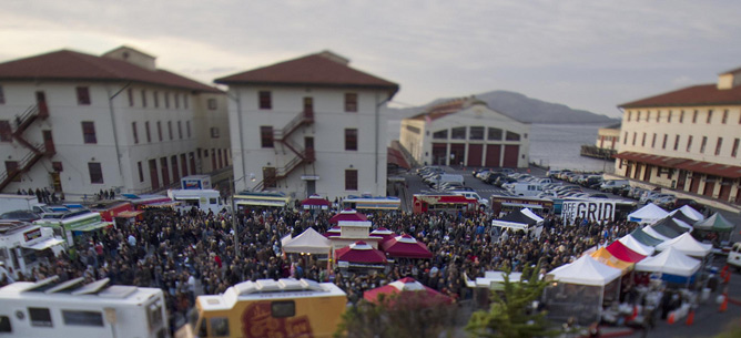 image of food trucks gathering at Fort Mason Center