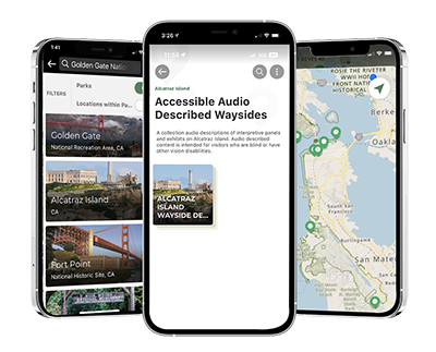 Three Iphones displaying a variety of App functions.