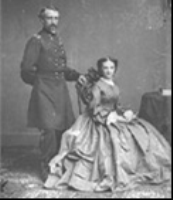 George and Libby Custer
Born in 1842, Elizabeth “Libby” Bacon married George Armstrong Custer in 1864. The Custers traveled to posts in Kansas and Dakota. After his death at the Battle of the Little Big Horn in 1876, she moved to New York City. She wrote three books about their life at frontier posts. The first book Boots and Saddles in 1885, followed by Tenting on the Plains in 1887 and Following the Guidon in 1890. She died in 1933 having her version of Custer’s life accepted over other histories.