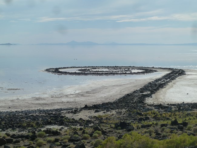 The Spiral Jetty in the Great Salt Lake.