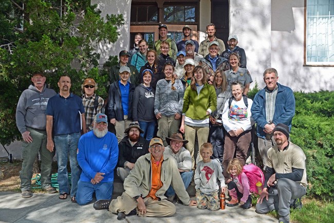 People in front of building