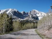 Wheeler Peak Scenic Drive with mountains in the background