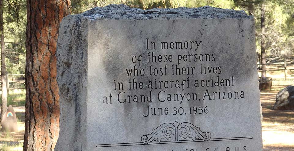 Top portion of United Airlines memorial stone reads, 