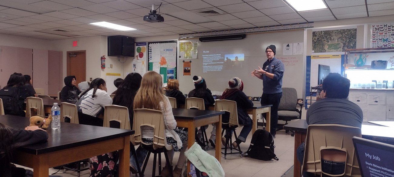 Man speaking at school
