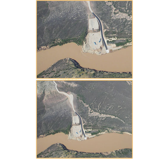 Pearce Ferry Take-out Ramp from the air, April 2010