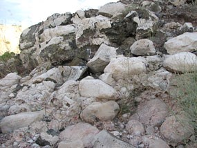 Sandy Point basalt on top of river cobbles.