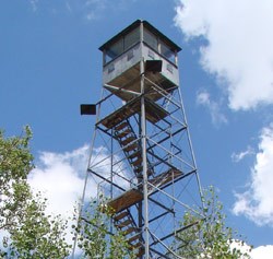 Looking up at the North Rim Fire Tower.