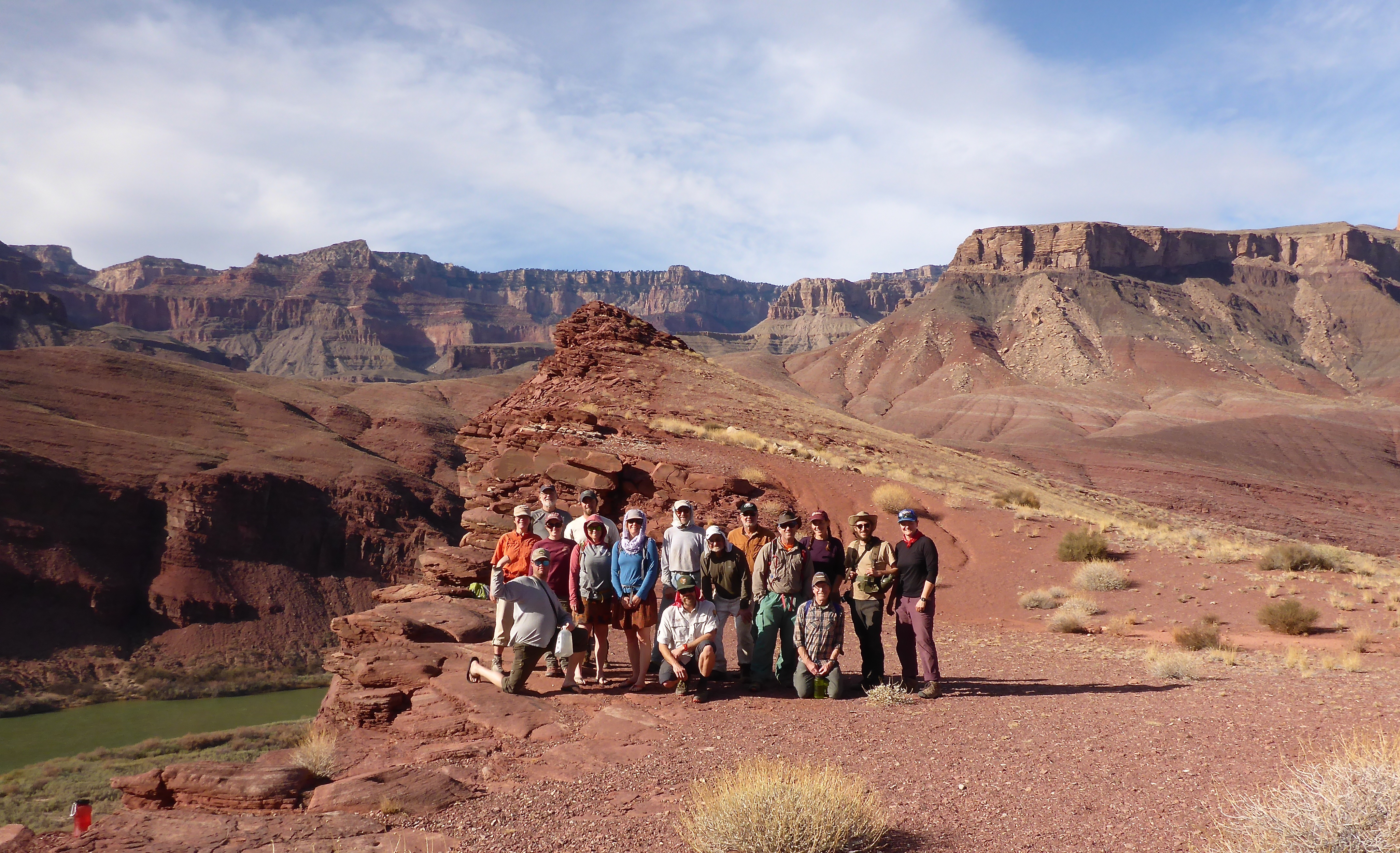Restoration crew posing in front of Colorado river overlook.