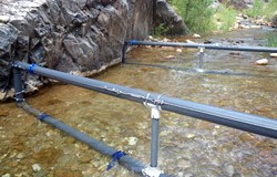 A PIT tag antenna placed near the falls will record any fish that are washed out of the stream