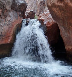 A 15 feet (5 m) waterfall located a few hundred yards (meters) above the Colorado River