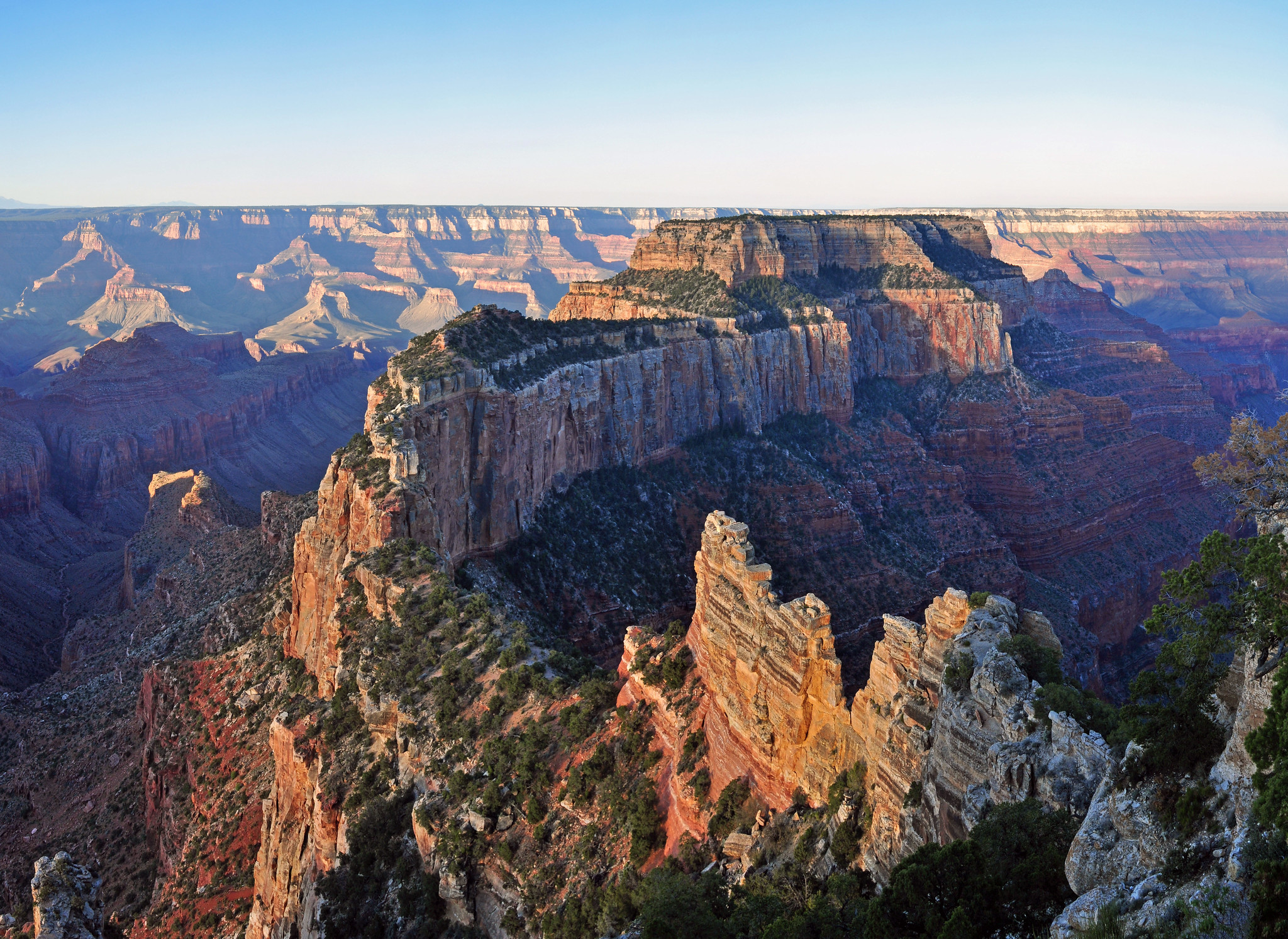 A photo from Cape Royal showing a dramatic canyon landscape and vista