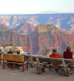 Viewing the canyon from the patio of Grand Canyon Lodge.