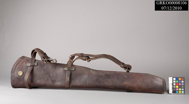 Leather rifle scabbard.