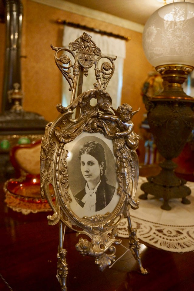 Augusta Kohrs photo in silver frame on display in the Formal Parlor