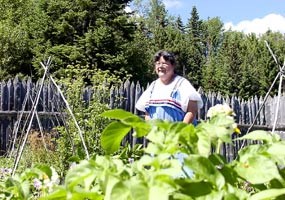 The historic gardener at Grand Portage enjoys tending garden vegetable varieties in the kitchen gardens.