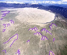 Aerial photo showing parabolic dunes