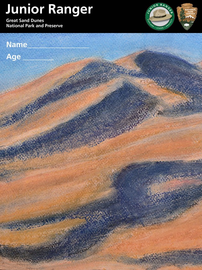 Junior Ranger Book Cover with Pastel Drawing of Dunes