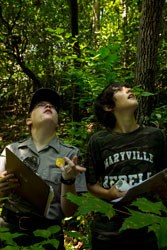 middle school student collects phenology data