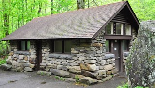This historic comfort station at Chimneys Picnic Area exemplifies the fine stonework of Civilian Conservation Corps crews.