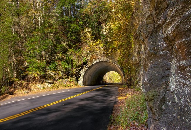 A tunnel along a mountain roadway