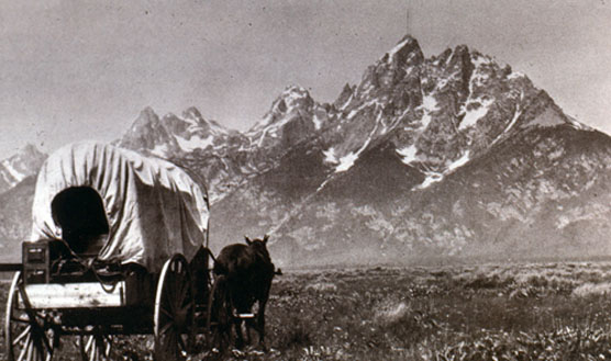 Covered Wagon and Teton Range