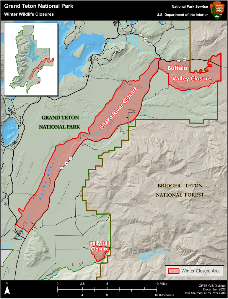 Map of winter wildlife closures described in text