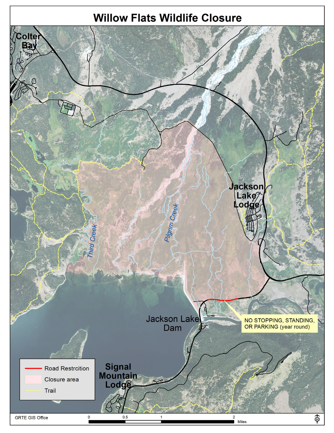 Map of wildlife closures described in text