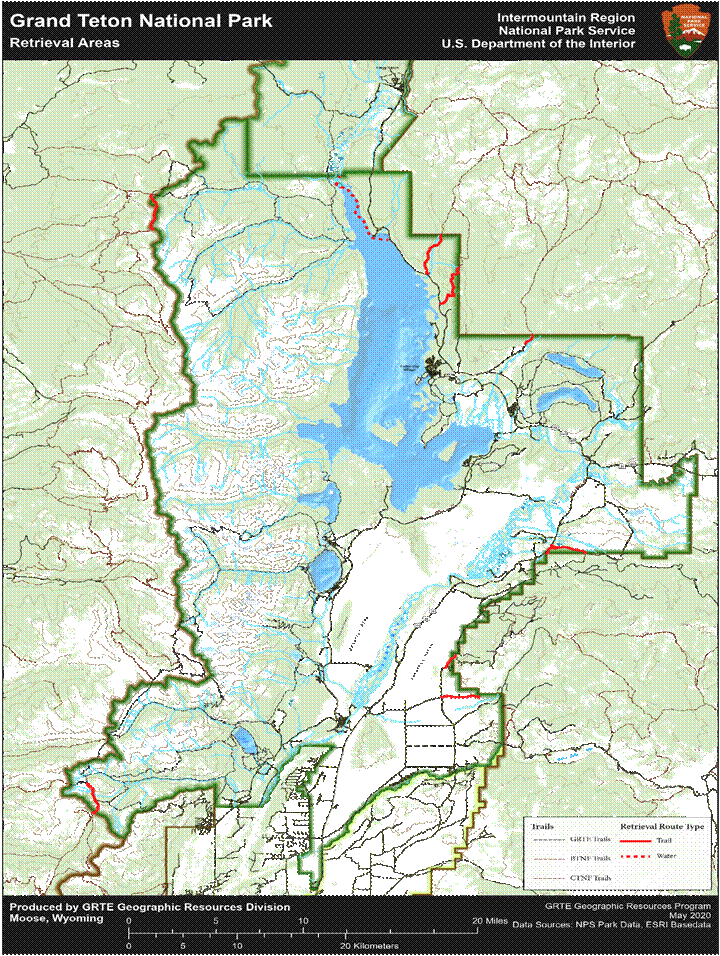 Map of retrieval areas described in text