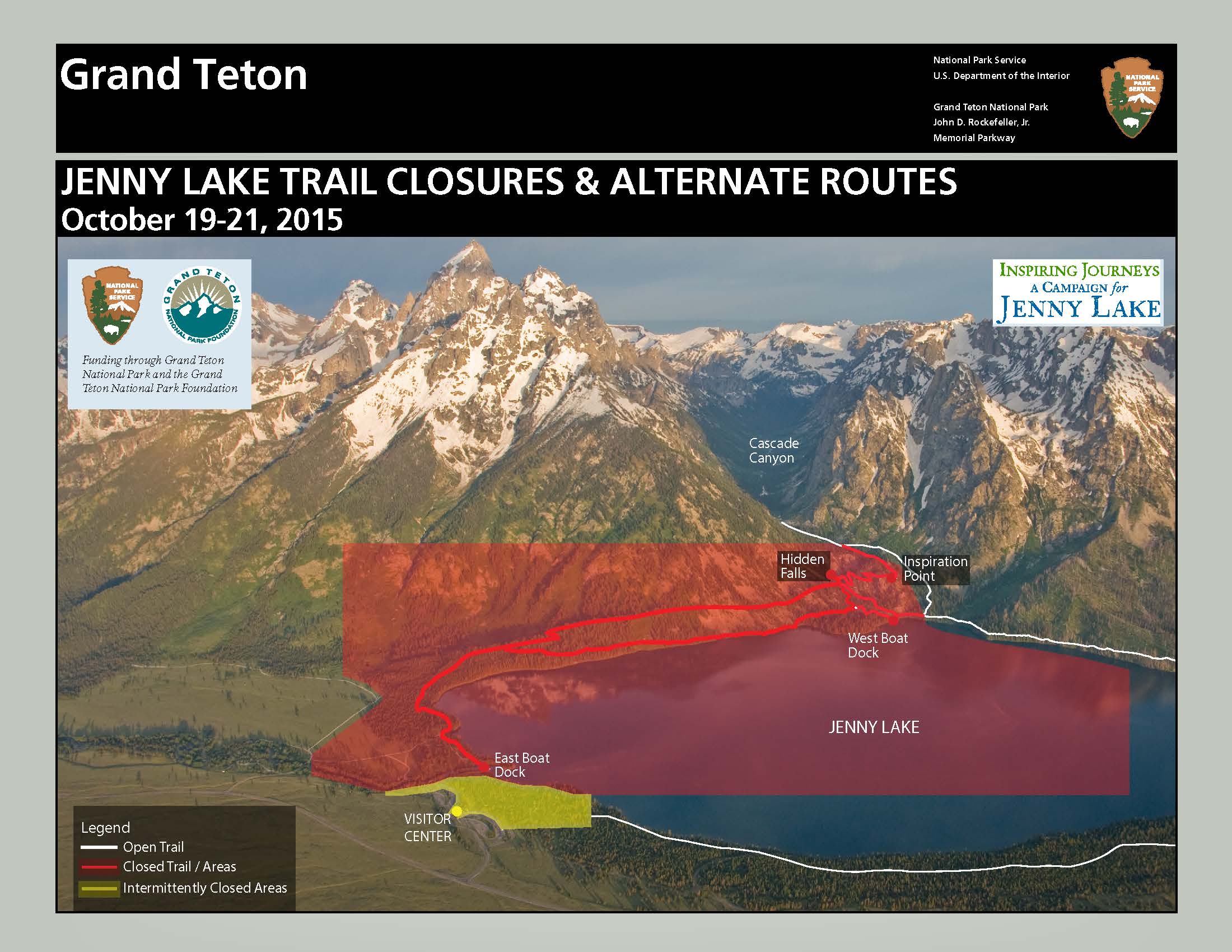 Temporary Closure Scheduled for Jenny Lake Area Grand Teton National