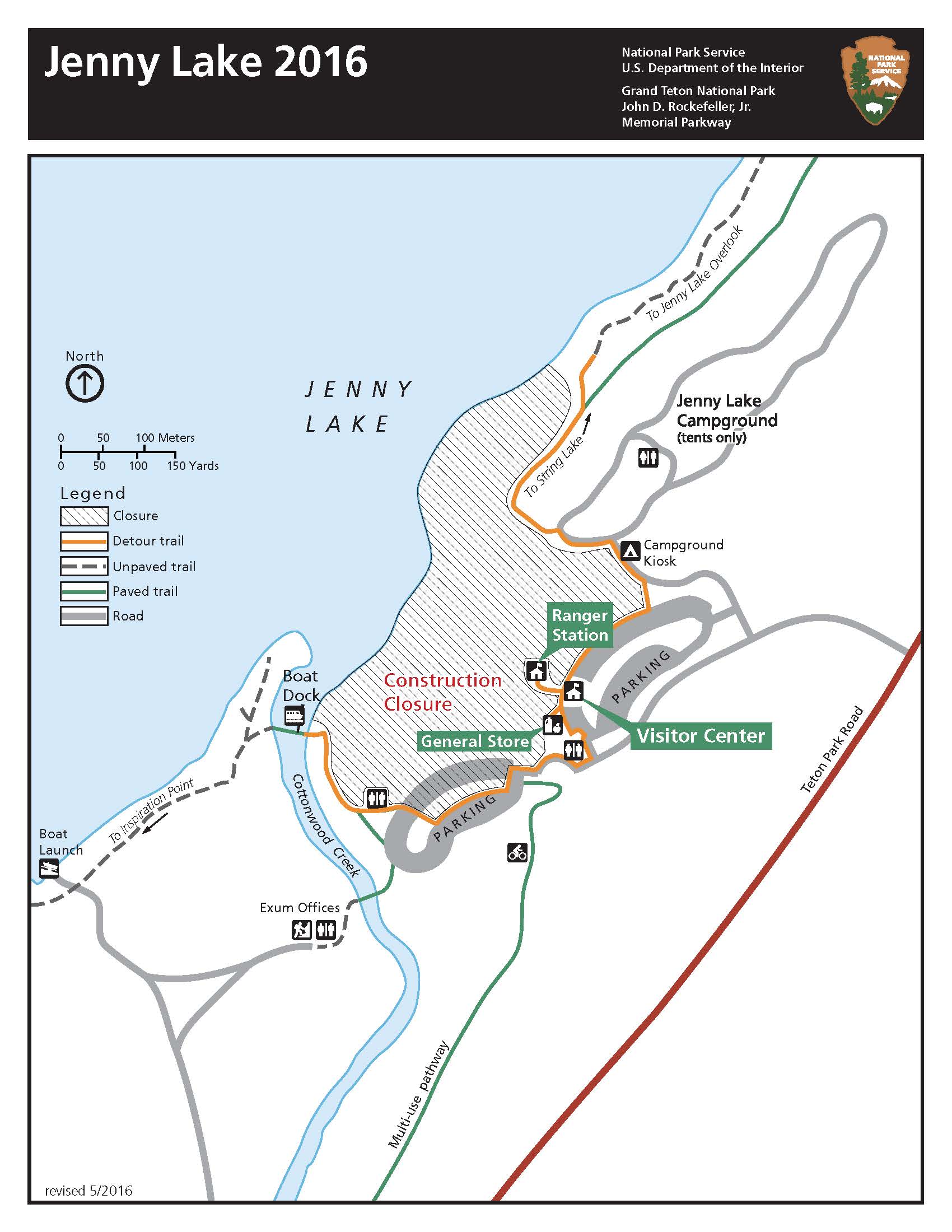 Map of closed area at South Jenny Lake