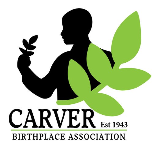 Carver Birthplace Association logo with a likeness of George Washington Carver and a green plant.