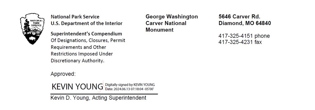 Signature of Acting Superintendent Kevin D. Young on Compendium header approved 13 June 2024.