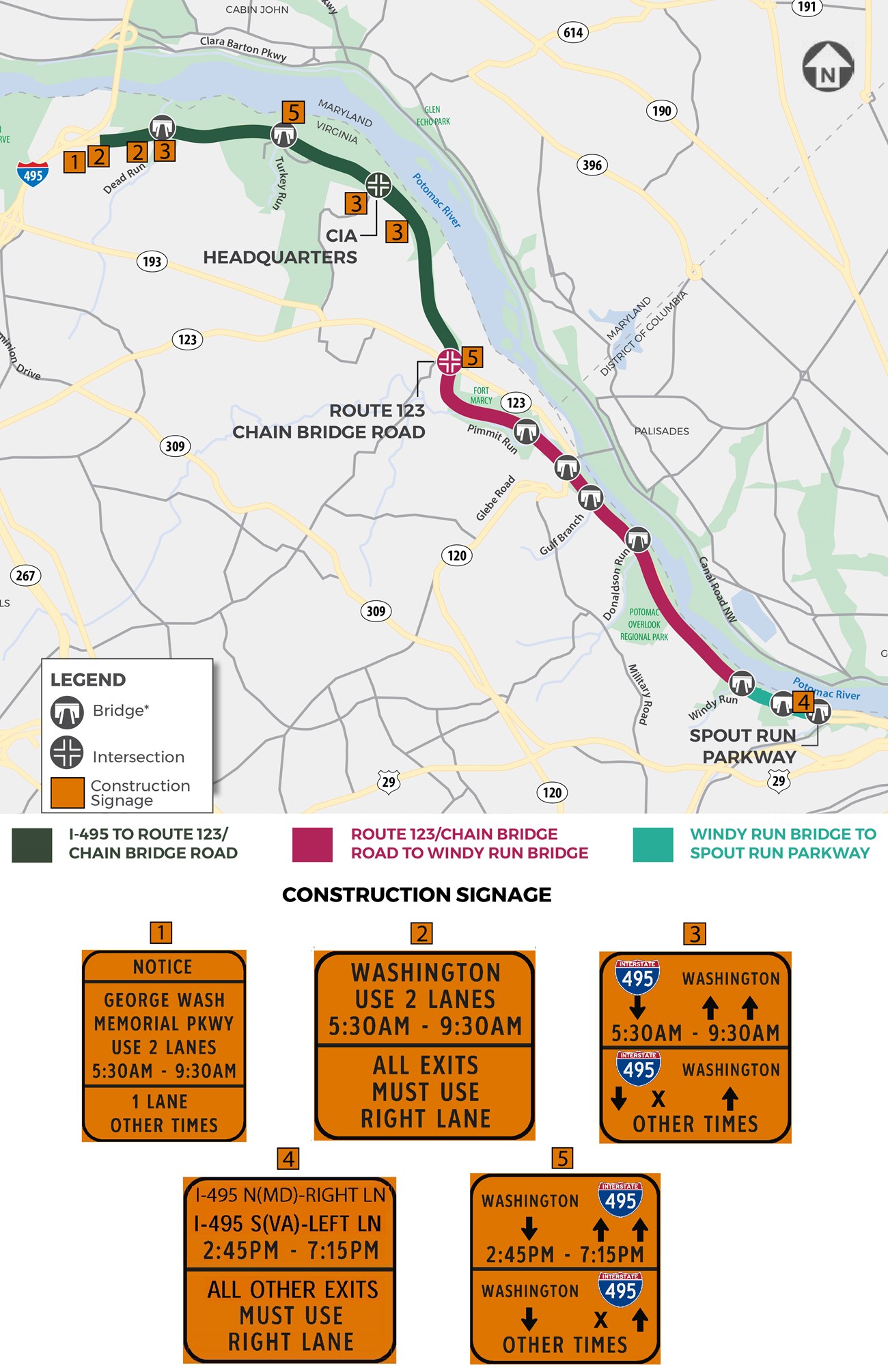 Map of the North Parkway with Construction Signage