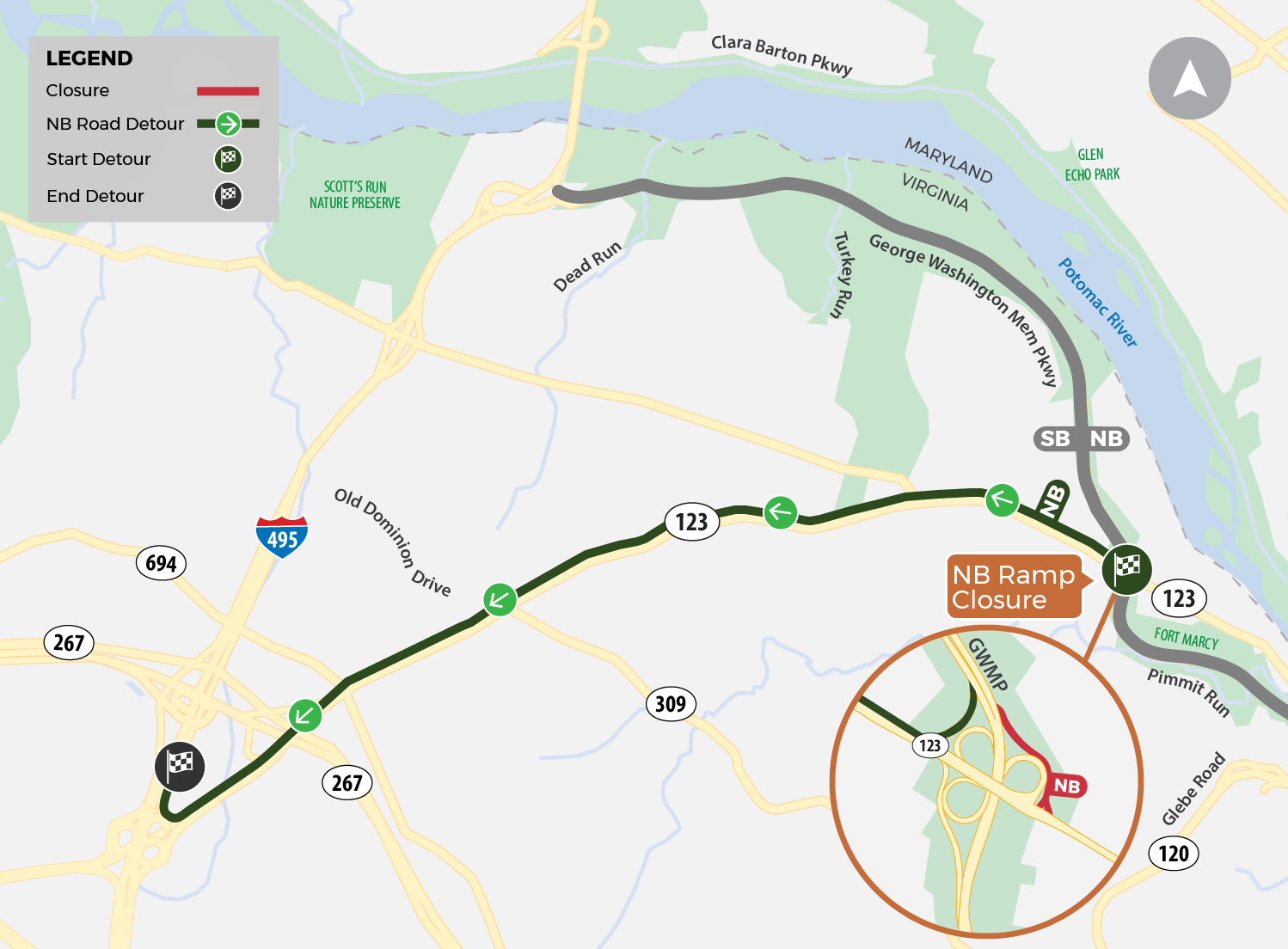 A map depicting the detour route.