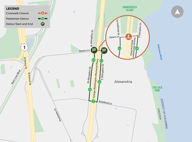 Detour map for pedestrians