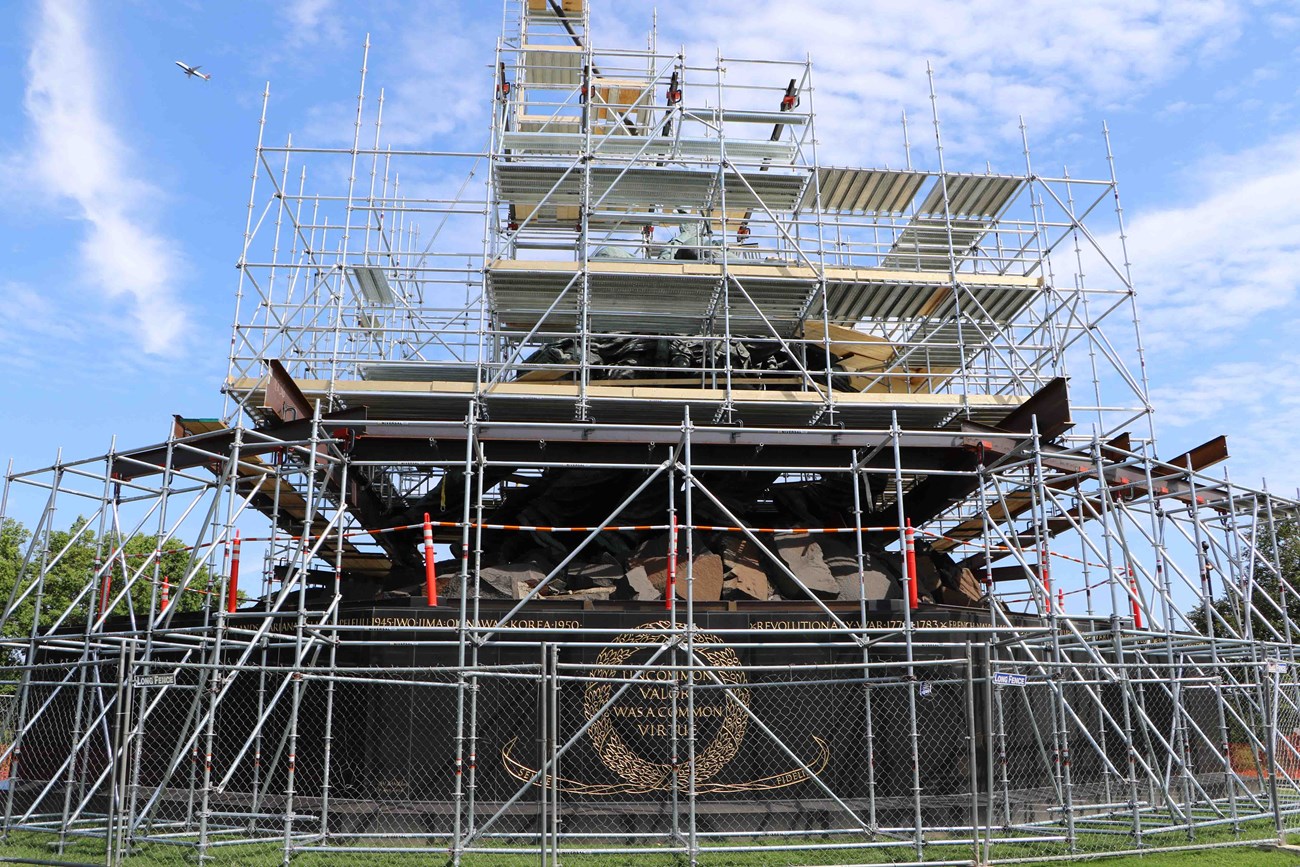 Marine Corps Memorial Covered with Scaffolding