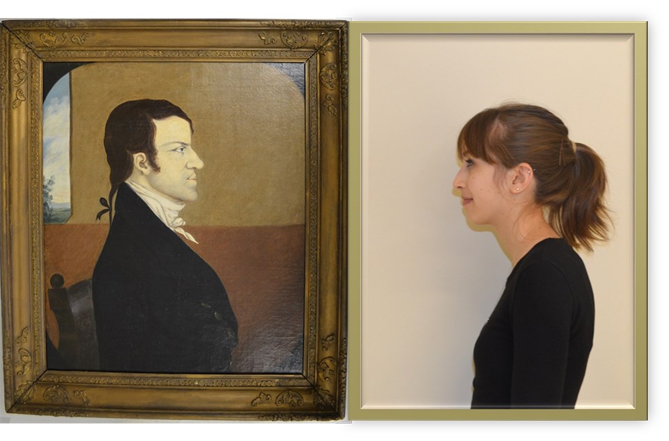 Portrait of John Wager Jr. and photo of Intern Caitlin