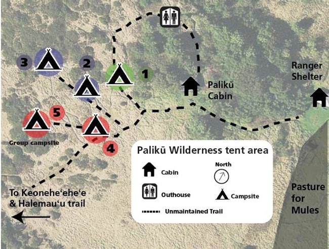 map of palikū wilderness tent area