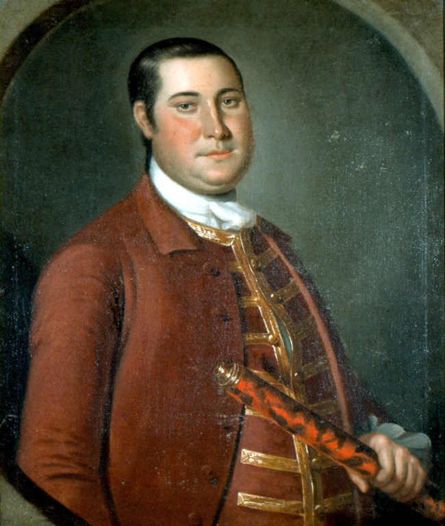 A painting of Captain Charles Ridgely holding a spyglass