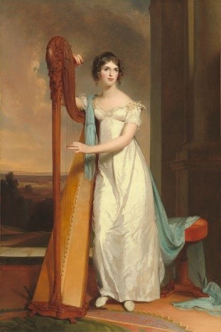 Painting of Eliza Eichelberger Ridgely with her harp.