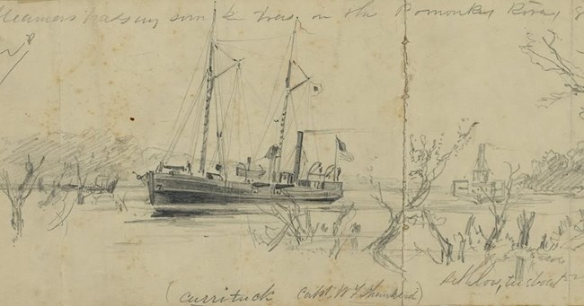 Sketch of the USS Currituck, Library of Congress