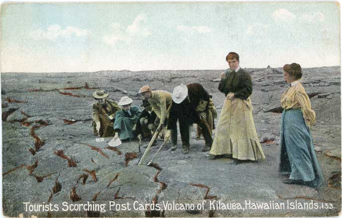 Tourists scorching post cards