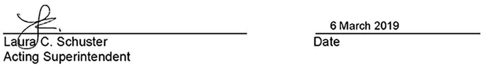 Superintendent signature dated March 6, 2019