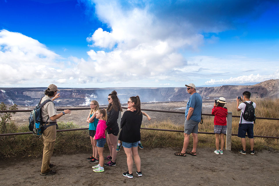 NPS Volunteer Benita Smolny describes the recent changes at Kīlauea volcano's summit.