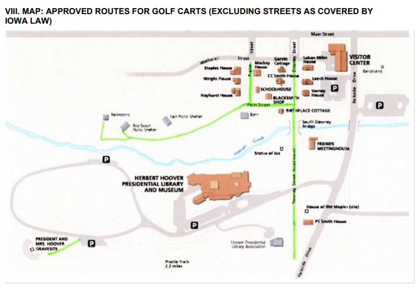 map that shows where gold carts can be used at the site