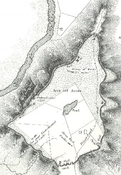 Black and white map of Spruce Hill in 1846
