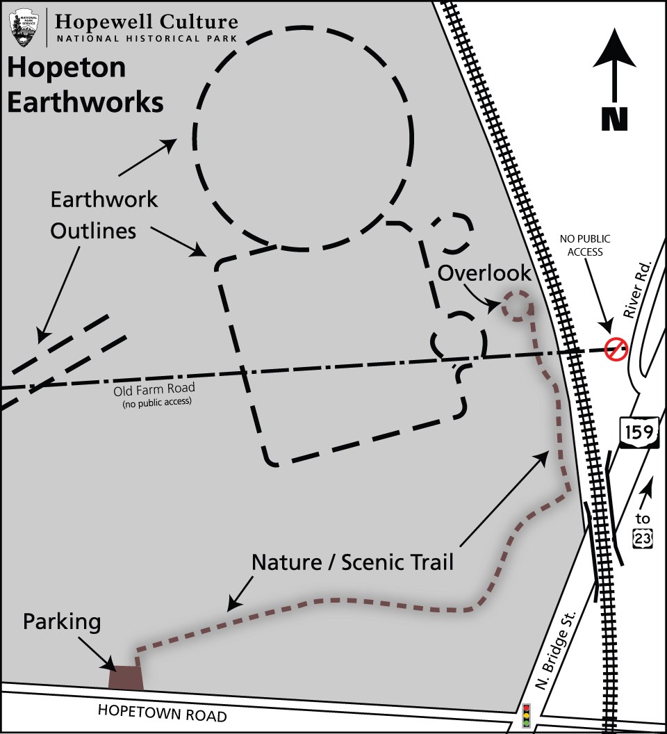 A map showing the details of the grounds at Hopeton Earthworks